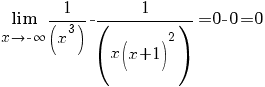 ={lim {x {right} {-infty}} {1/(x^3)-1/(x(x+1)^2)}}=0-0=0